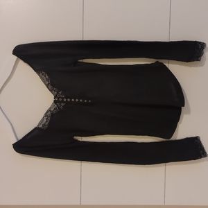 Long Sleeve Lace Ribbed